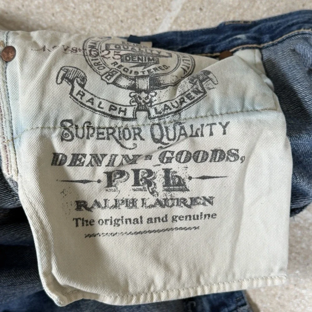 Polo Ralph Lauren Men Straight Denim Jeans Blue Distressed Patchwork 625 40x32